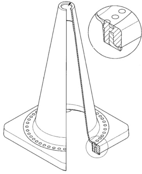 Leitkegel-300-mm-aus-PVC/REC, reflektierend-2-2